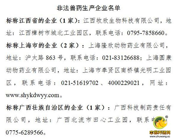 农业部兽医局确认的52批假兽药(附名单)